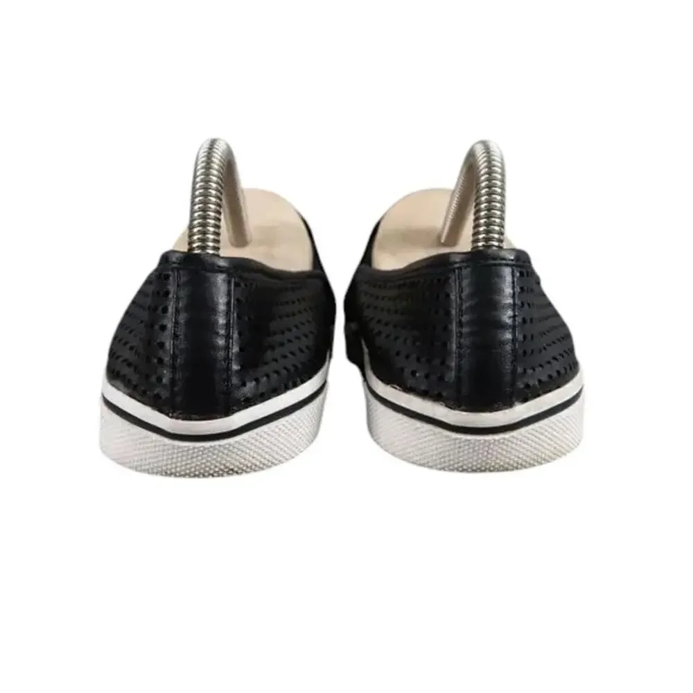 Dolce Vita Shoes Womens 5 Sneakers Slip On Fashion Casual Perforated Black Flats